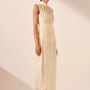 NWT Shona Joy Clemence High Neck Midi Dress - Cream